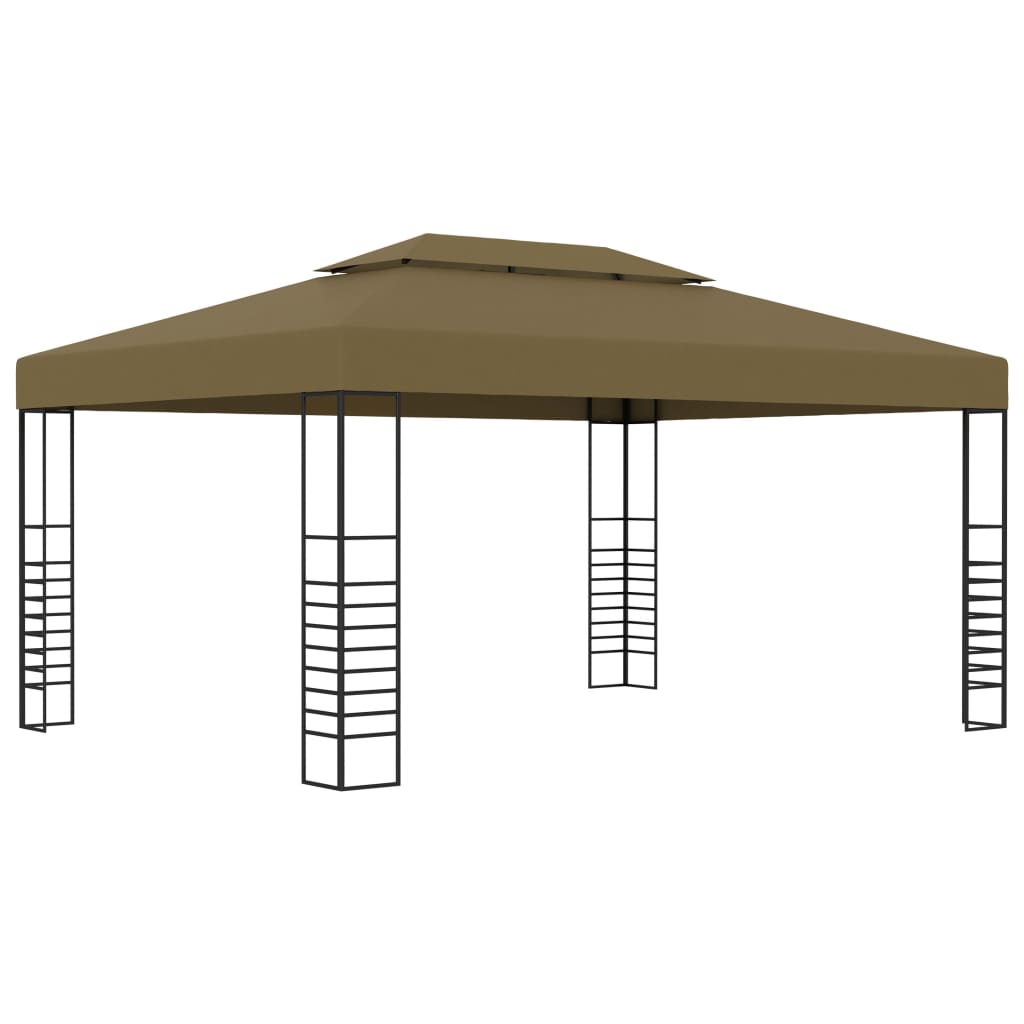 Gazebo com cordões de luzes LED 3x4 m cinza-acastanhado