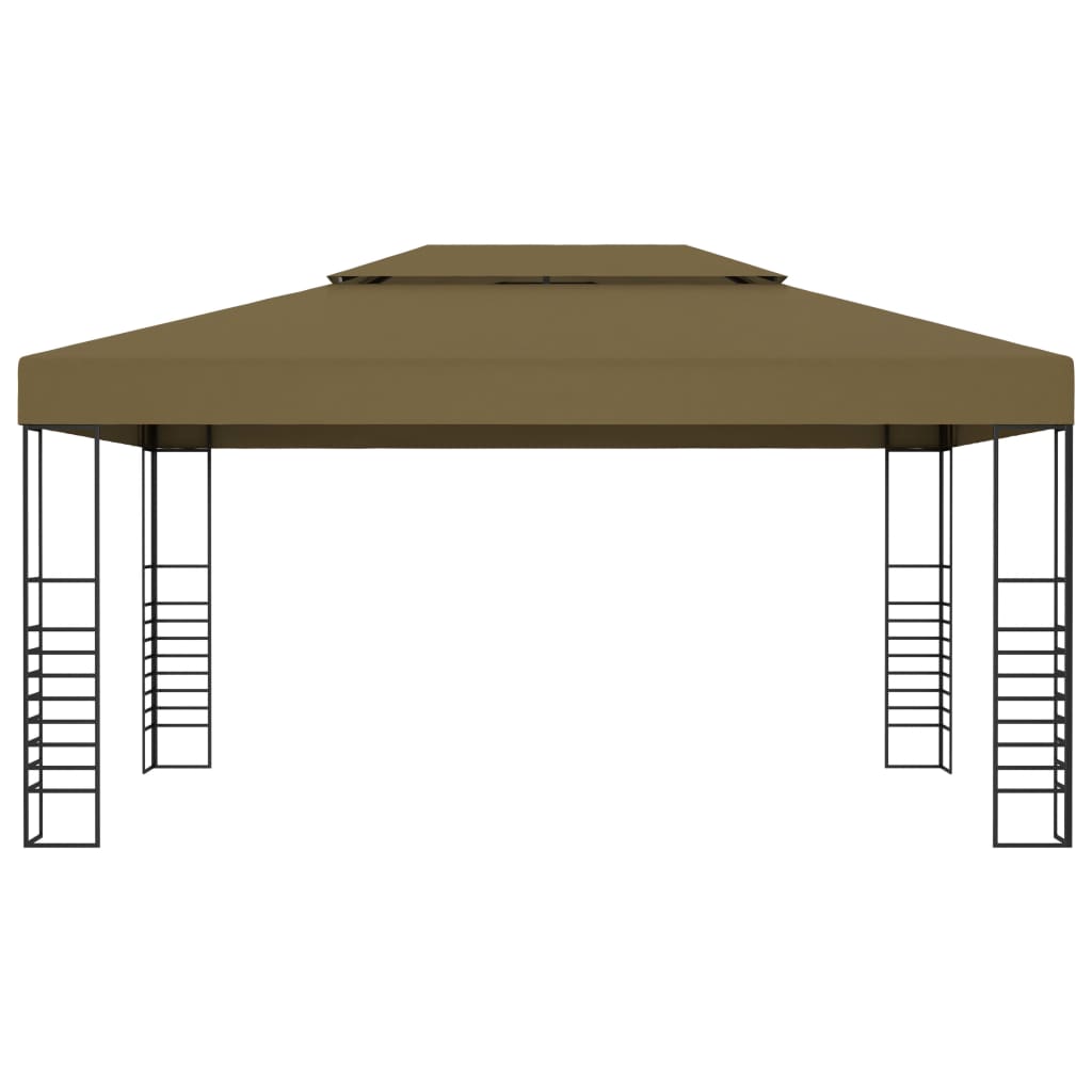Gazebo com cordões de luzes LED 3x4 m cinza-acastanhado