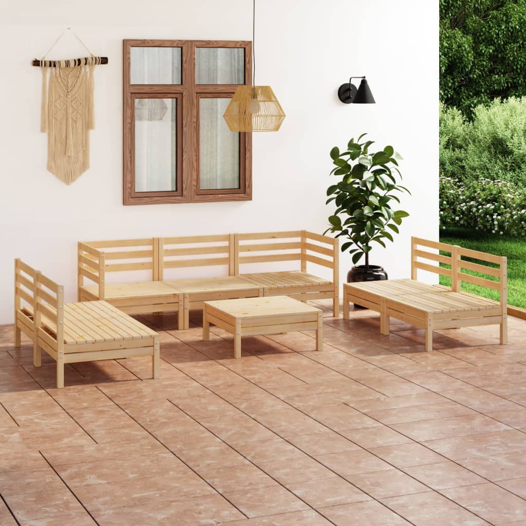 8 Pcs conjunto lounge de jardim pinho maciço