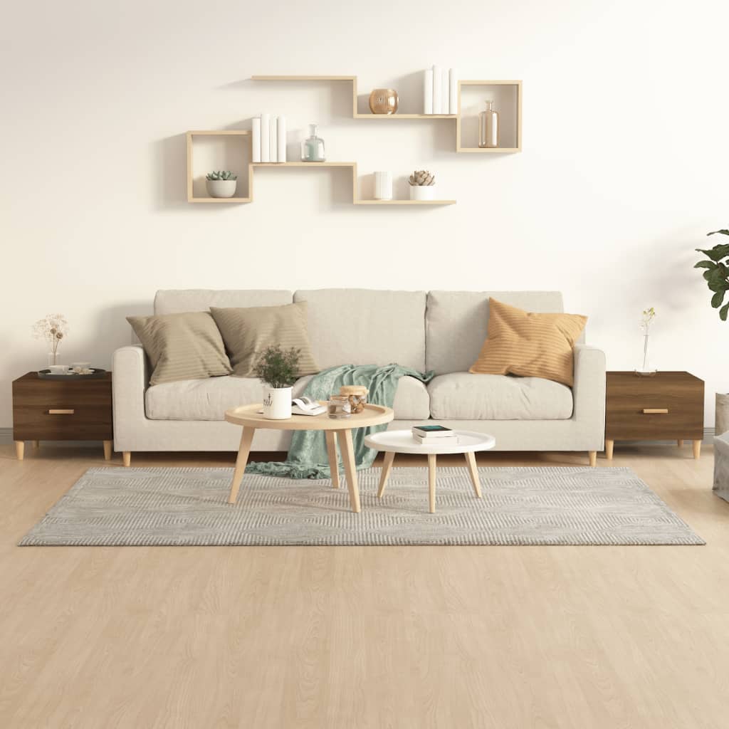 Mesa centro 2 pcs 50x50x40 cm madeira proc. carvalho castanho
