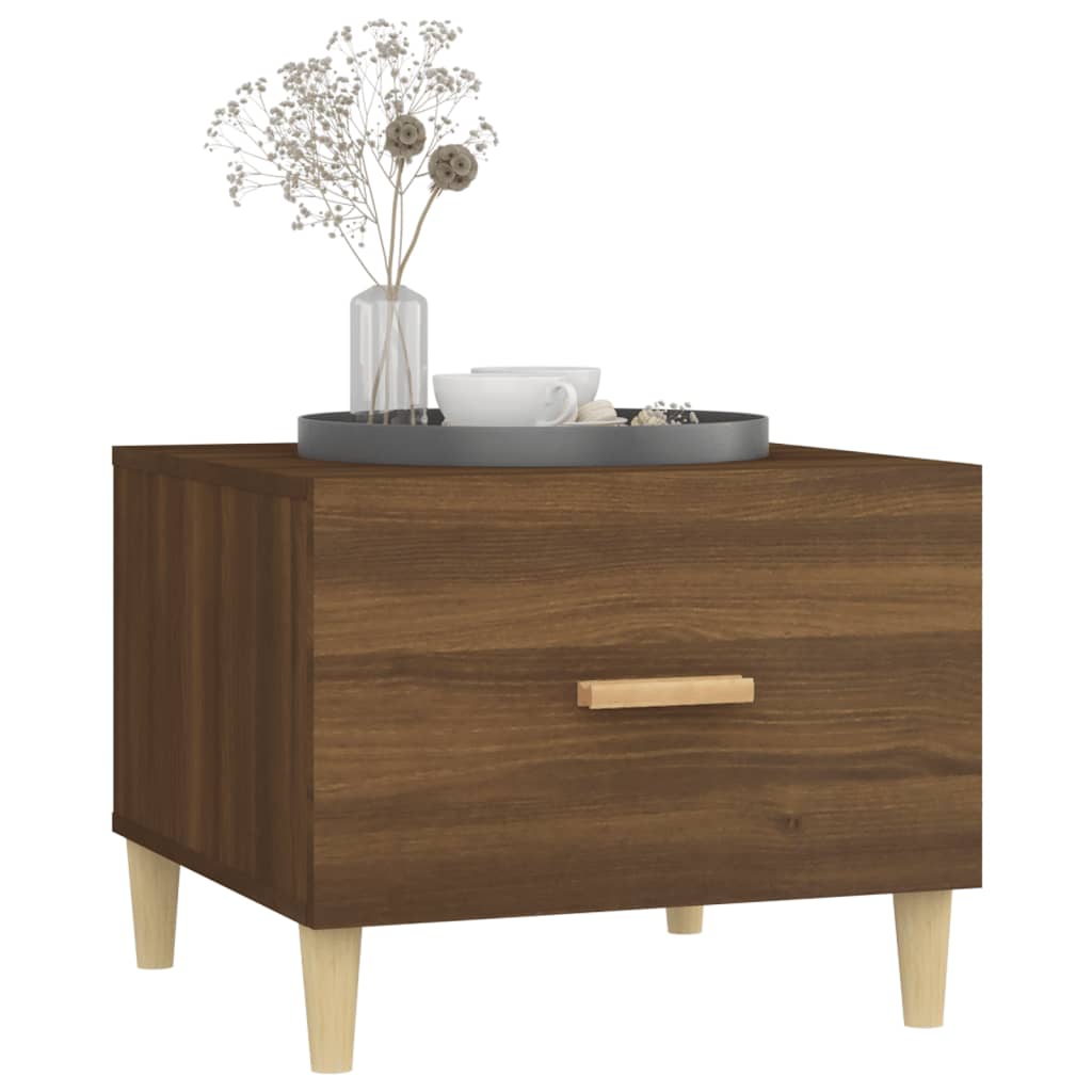 Mesa centro 2 pcs 50x50x40 cm madeira proc. carvalho castanho