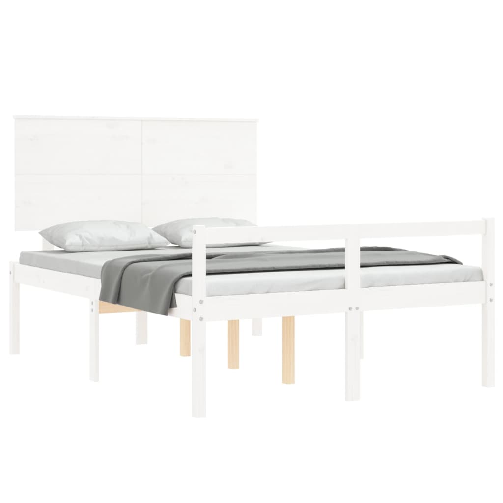 Cama para idosos com cabeceira 120x200 cm madeira maciça branco