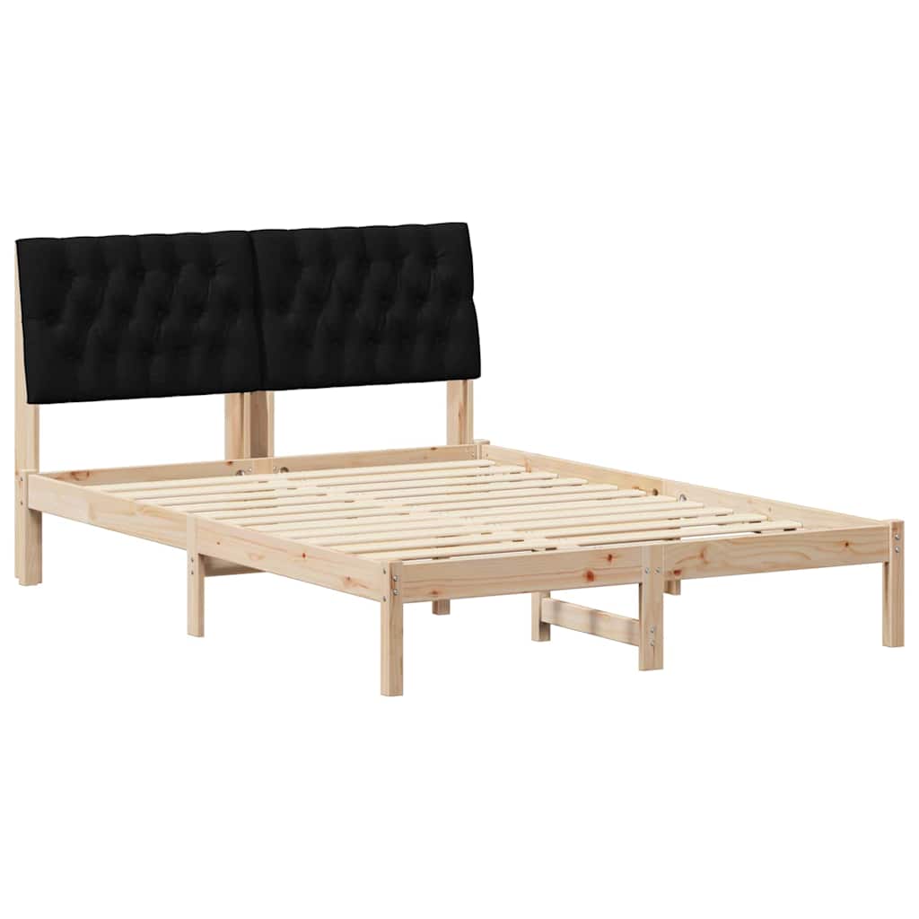 Estrutura de cama com cabeceira estofada castanho 135 x 190 cm