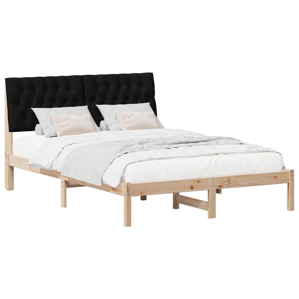 Estrutura de cama com cabeceira estofada castanho 135 x 190 cm