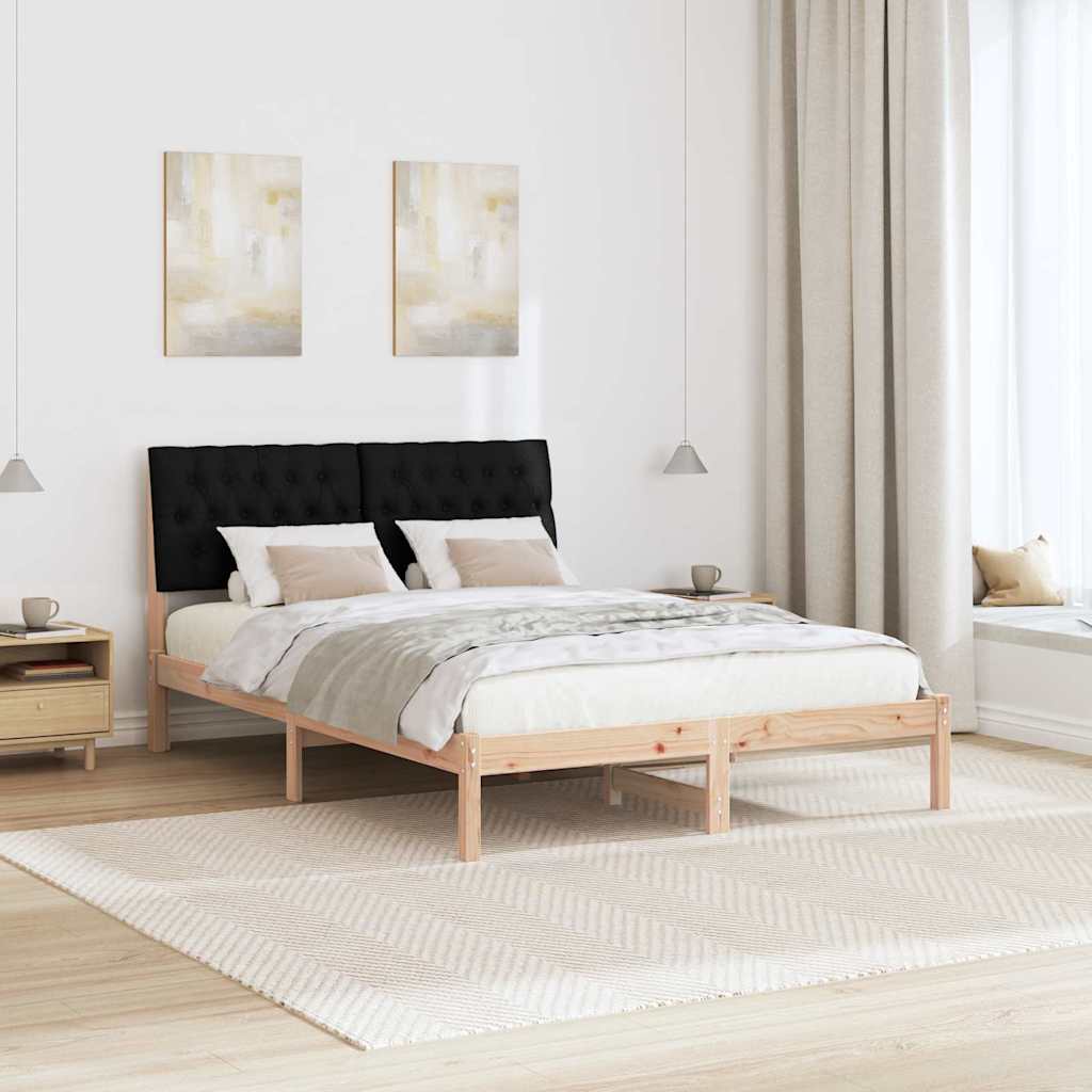Estrutura de cama com cabeceira estofada castanho 135 x 190 cm