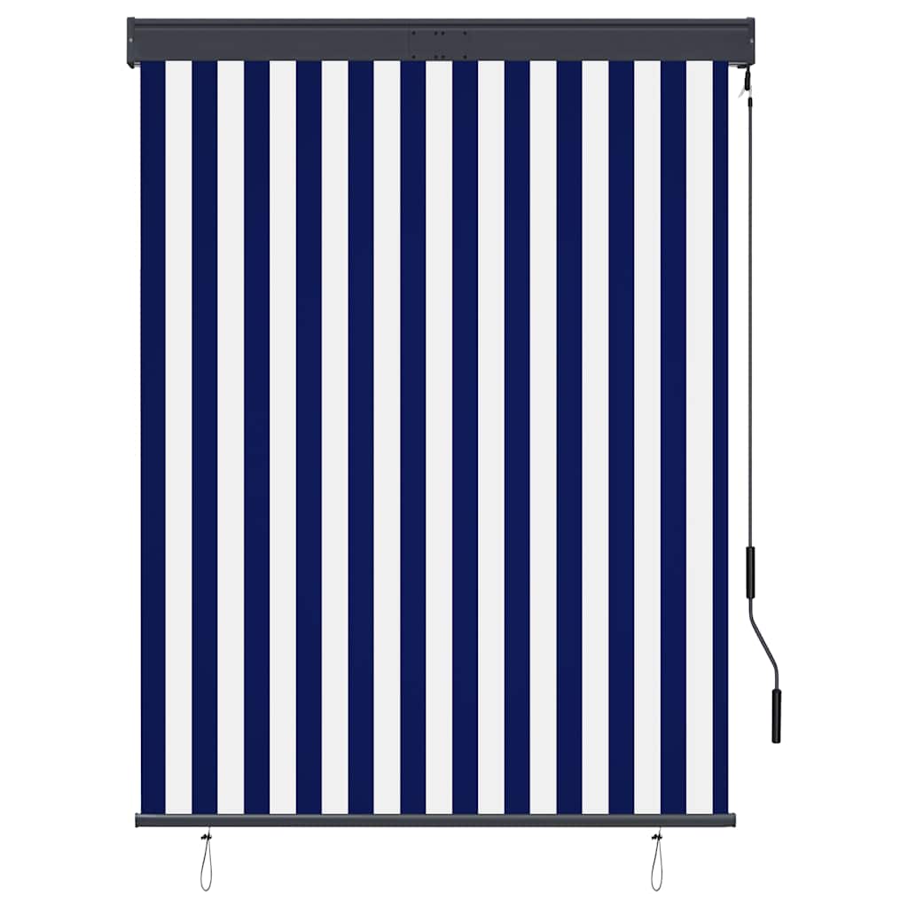 Estore de rolo para exterior 120x250 cm azul e branco