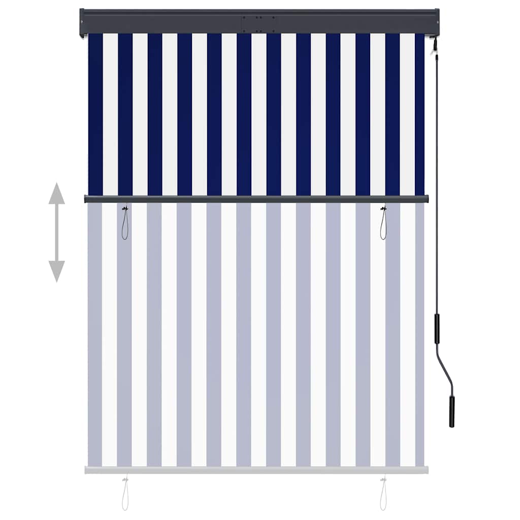 Estore de rolo para exterior 120x250 cm azul e branco