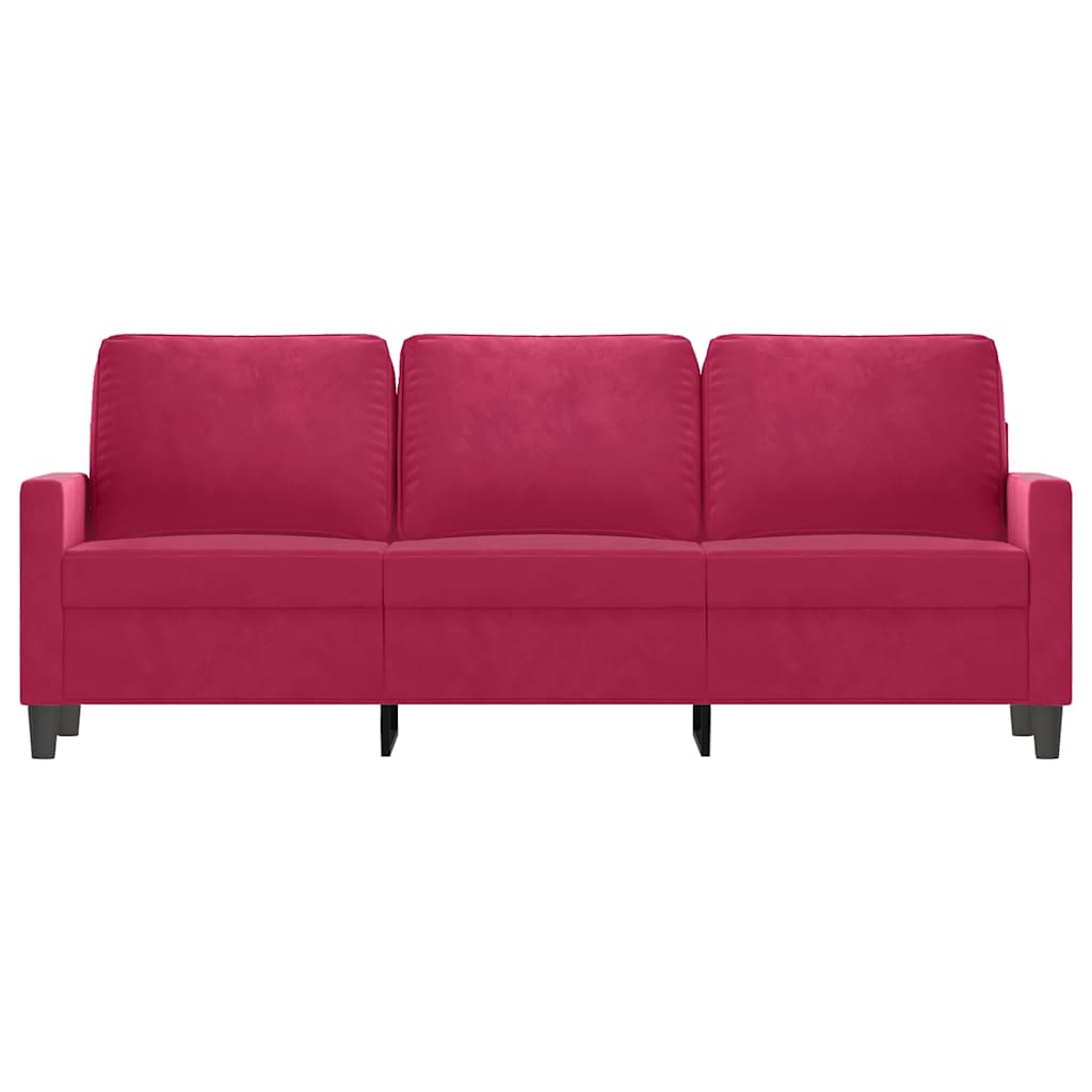Sofá de 3 lugares veludo 180 cm vermelho tinto