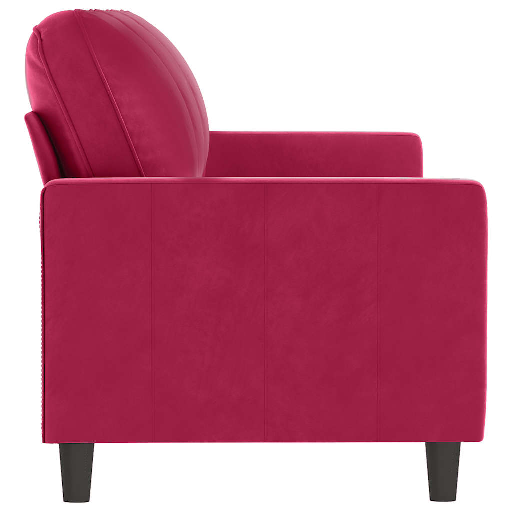 Sofá de 3 lugares veludo 180 cm vermelho tinto