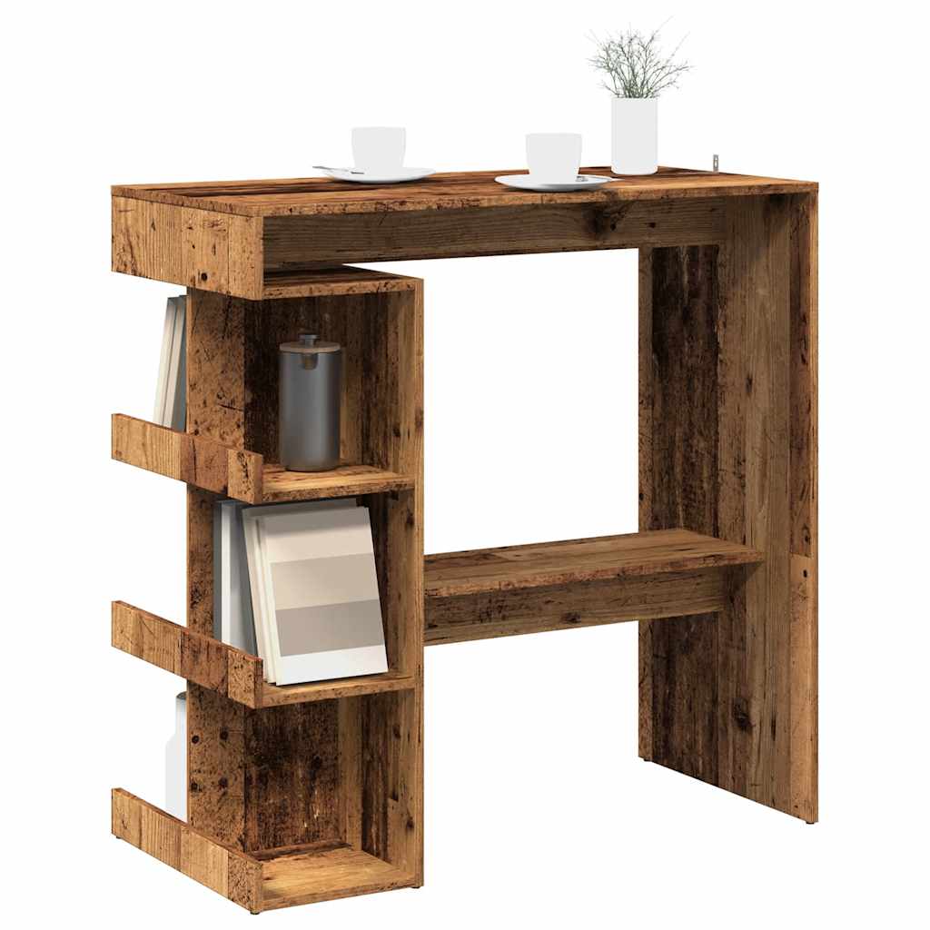 Mesa de bar com prateleiras 100x48x101,5 cm madeira velha