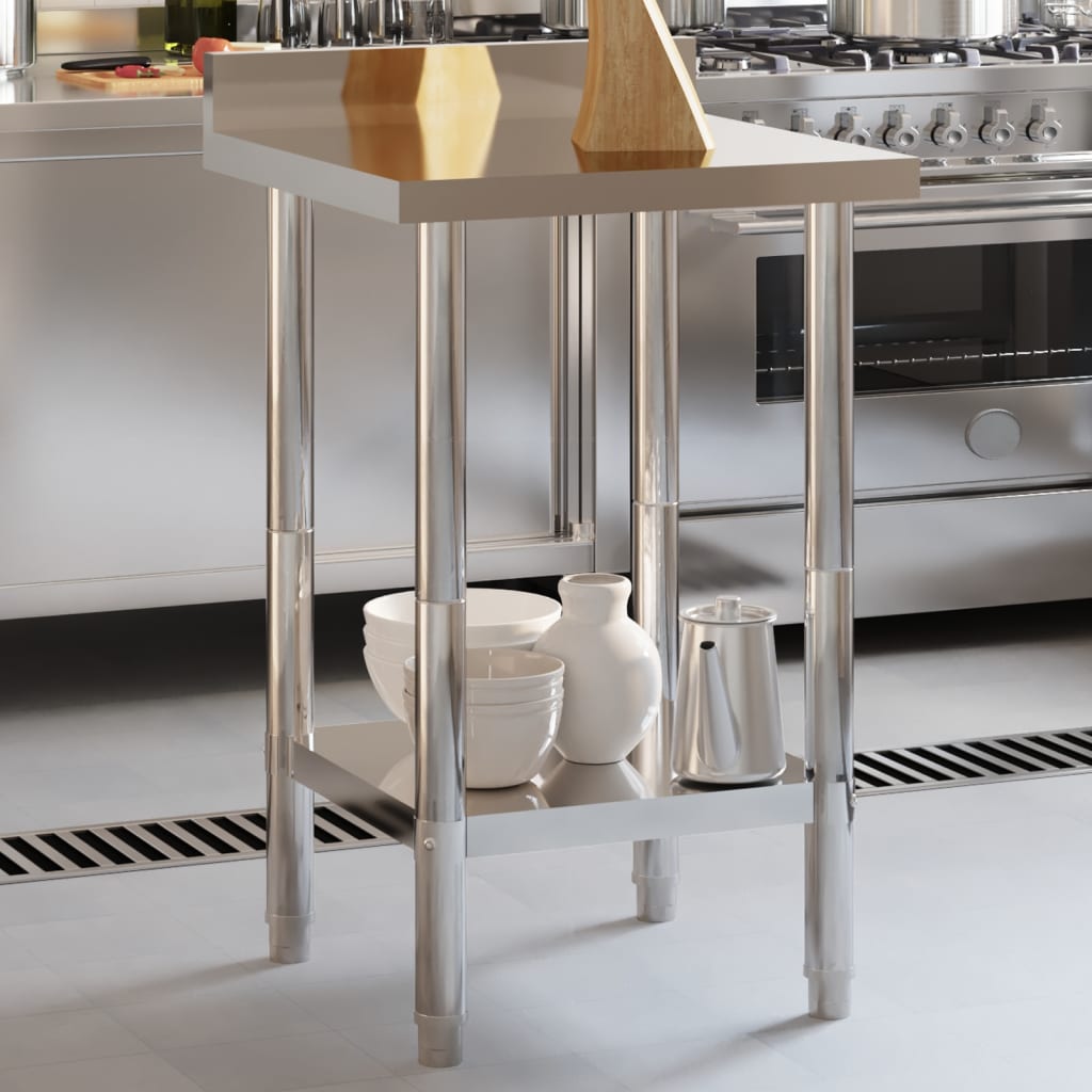 Mesa cozinha rebordo antissalpicos 55x55x93 cm aço inoxidável