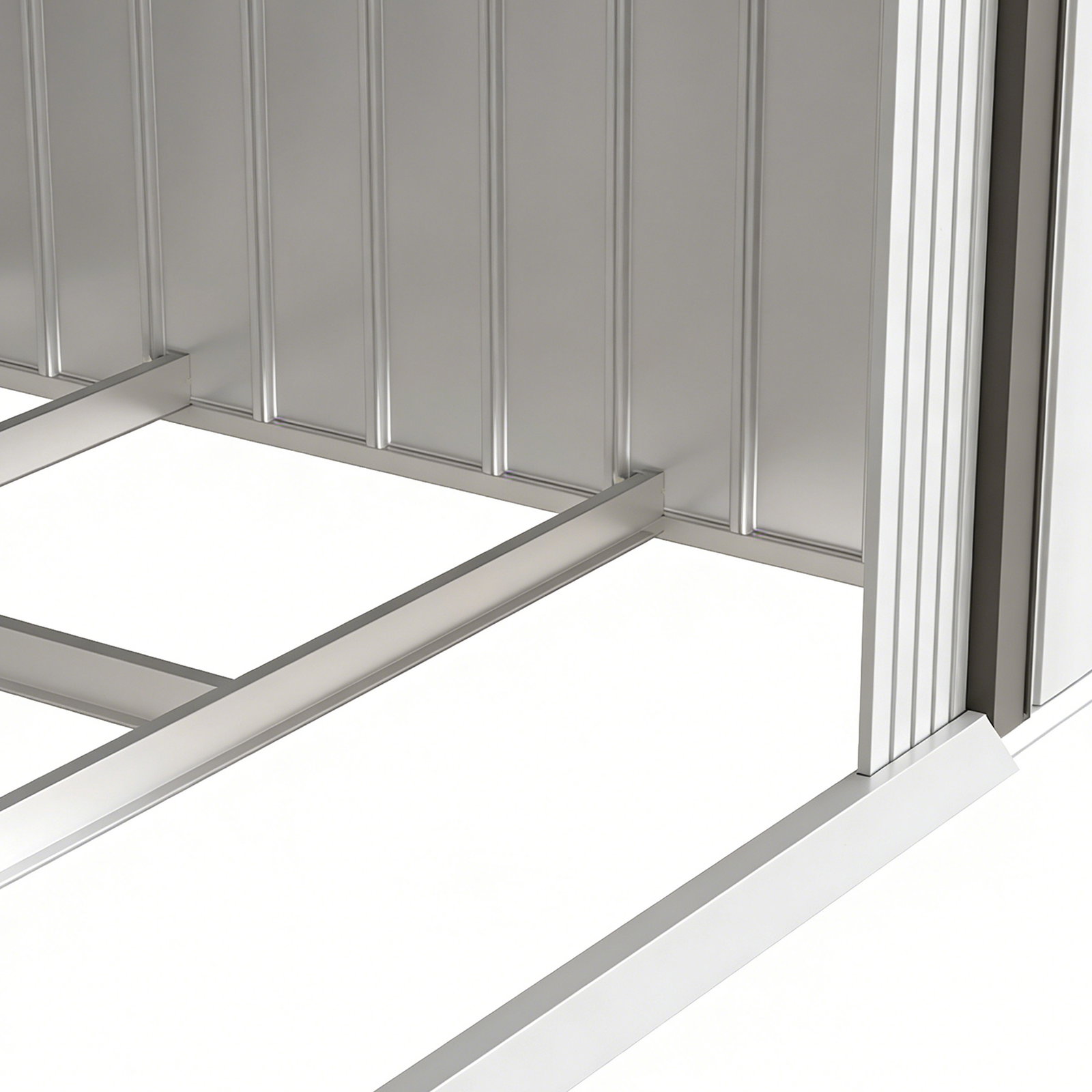 Abrigo de Jardim 213x130x185cm Abrigo de Jardim Metálico de Exterior com 2 Portas Deslizantes e 4 Janelas Branco e Cinza