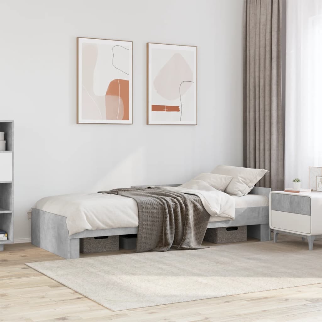 Estrutura de cama 75x190 cm derivados de madeira cinza cimento