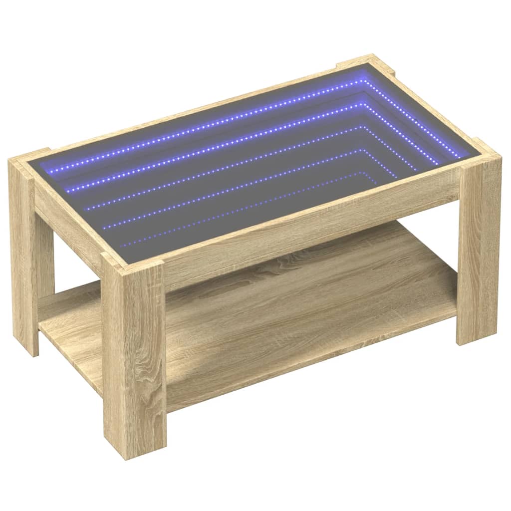 Mesa de centro c/ leds 93x53x45 cm madeira processada
