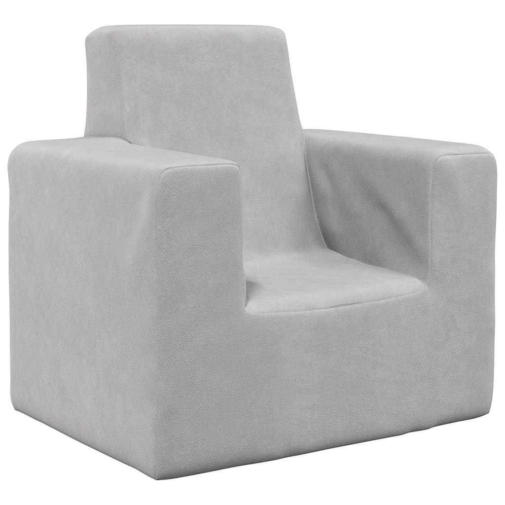 Sofá infantil pelúcia macia cinzento-claro