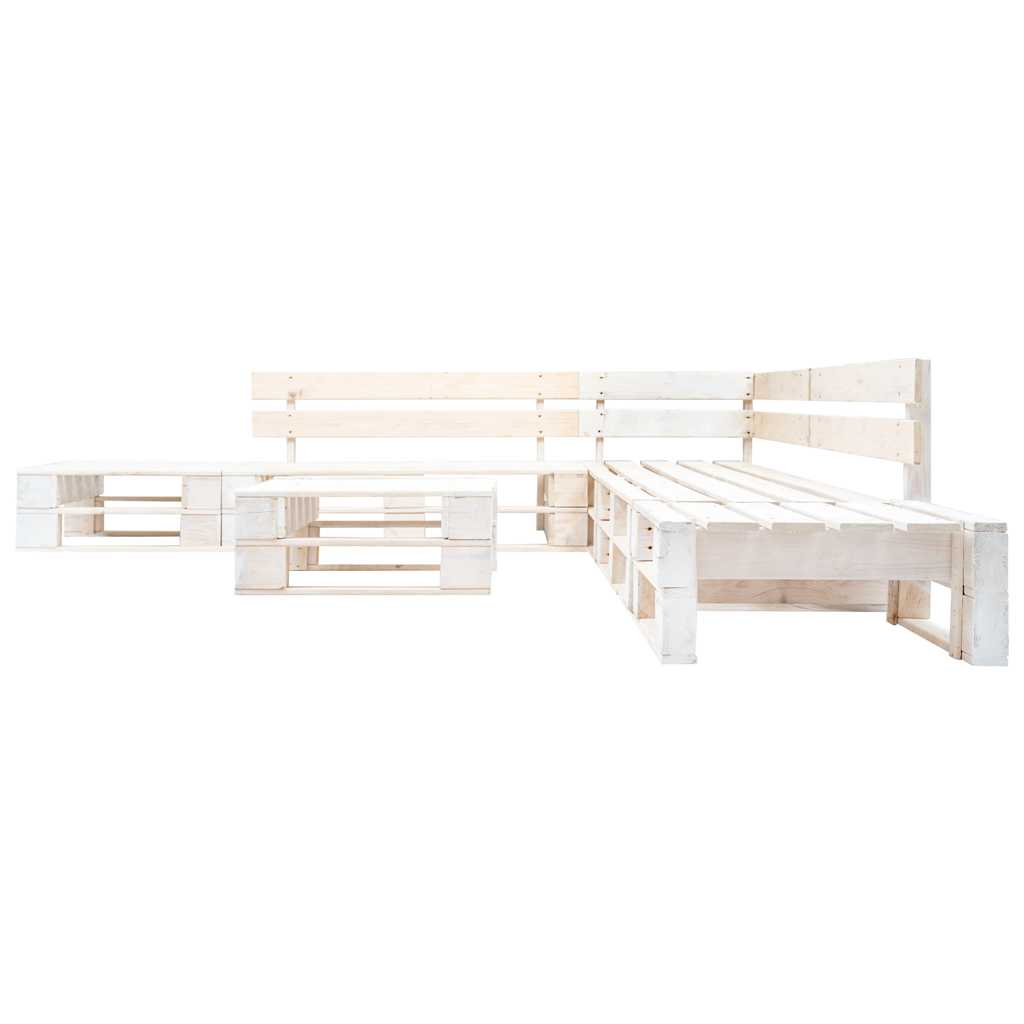 Sofás de paletes para jardim 6 pcs madeira branco