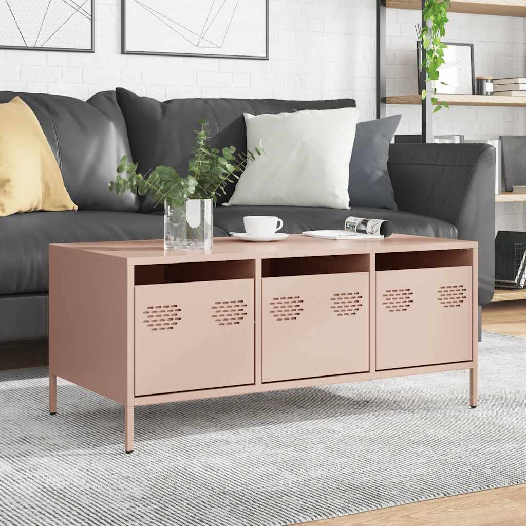 Mesa de centro 101,5x50x43,5 cm aço laminado a frio rosa