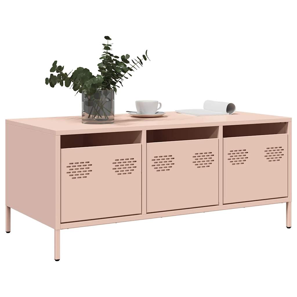 Mesa de centro 101,5x50x43,5 cm aço laminado a frio rosa