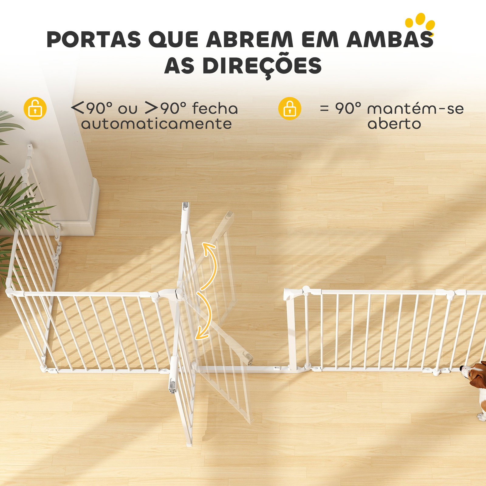 Parque para cães dobrável com 8 painéis porta com fecho duplo barreira de segurança para escada corredor branco