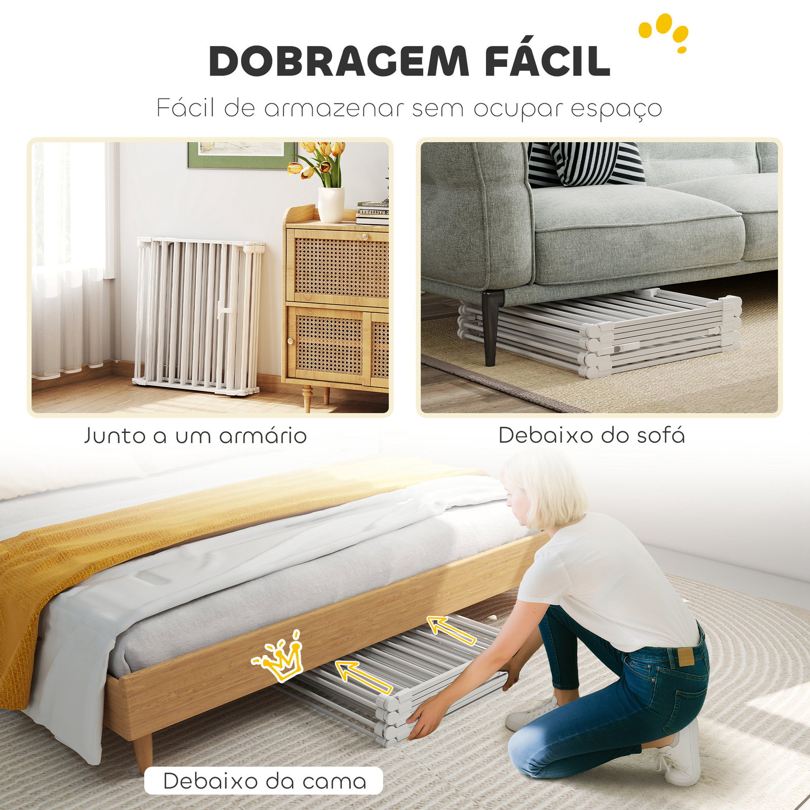Parque para cães dobrável com 8 painéis porta com fecho duplo barreira de segurança para escada corredor branco