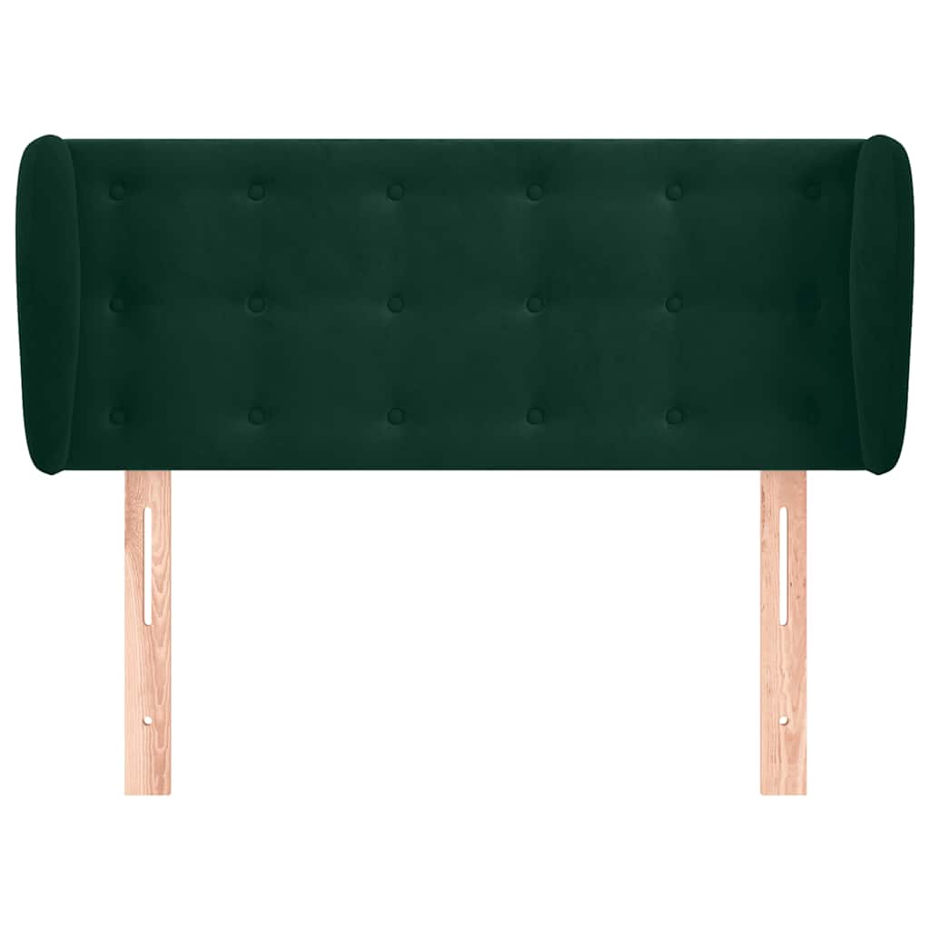 Cabeceira de cama c/ abas veludo 103x23x78/88cm verde-escuro