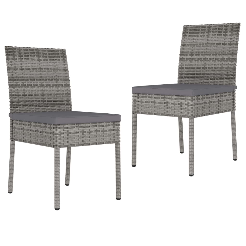 Cadeiras de jantar para jardim 2 pcs vime PE cinzento