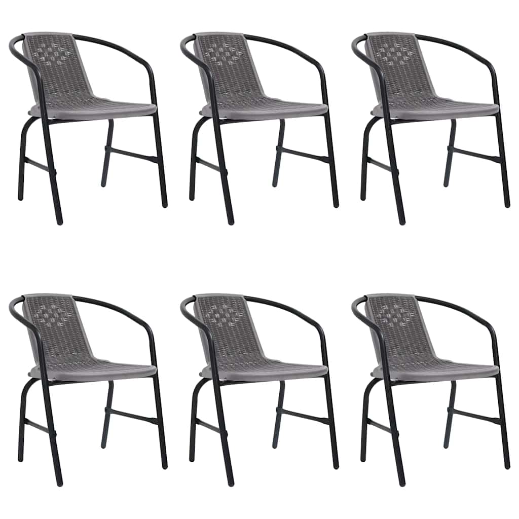 Cadeiras de jardim 6 pcs vime plástico e aço 110 kg