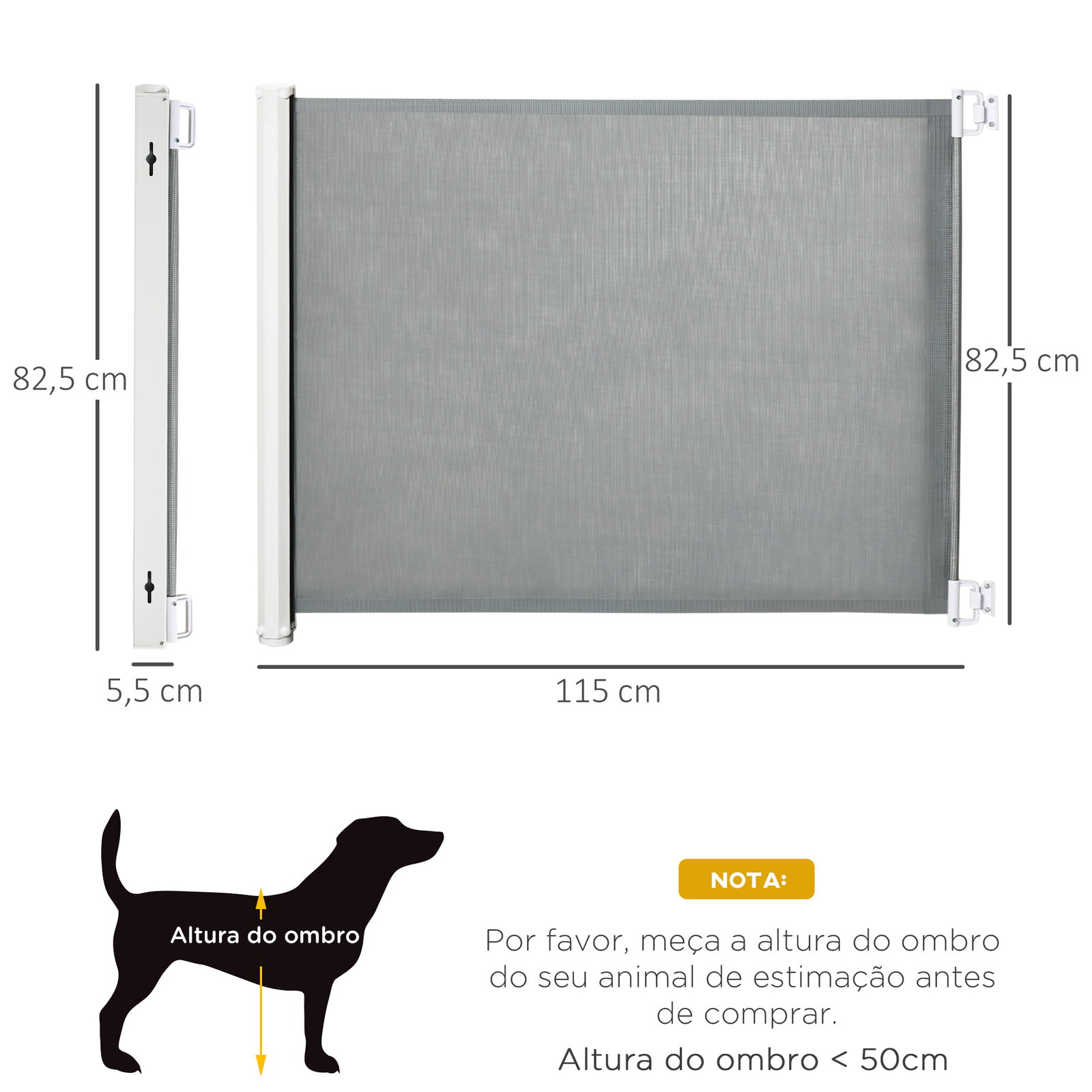 Barreira de Segurança para Cães Extensível Grade Retrátil para Animais de Estimação com Extensão Aço e Tecido de Textilene para