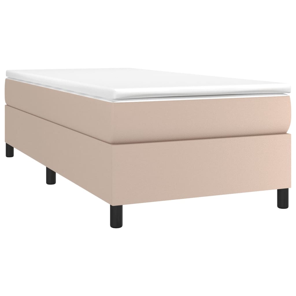 Estrutura de cama com molas 100x200 cm couro artificial cappuccino