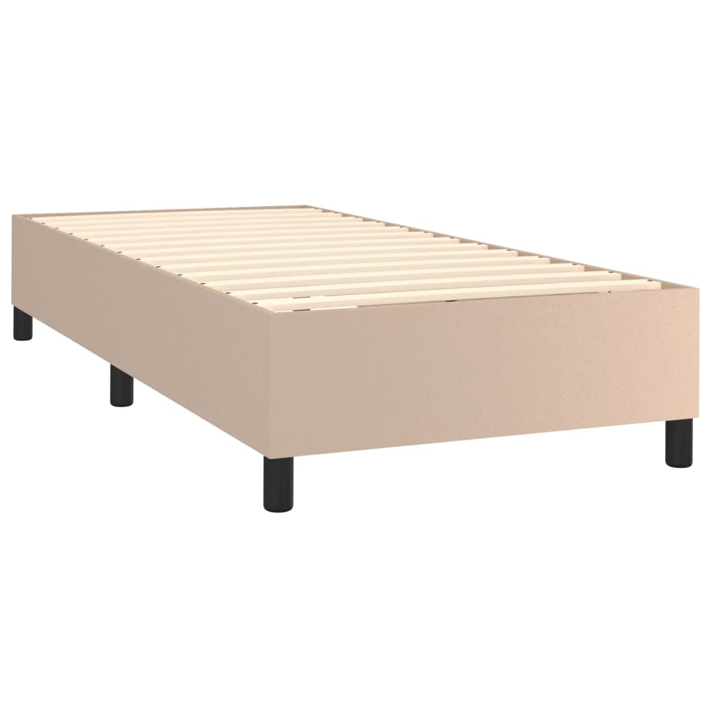 Estrutura de cama com molas 100x200 cm couro artificial cappuccino