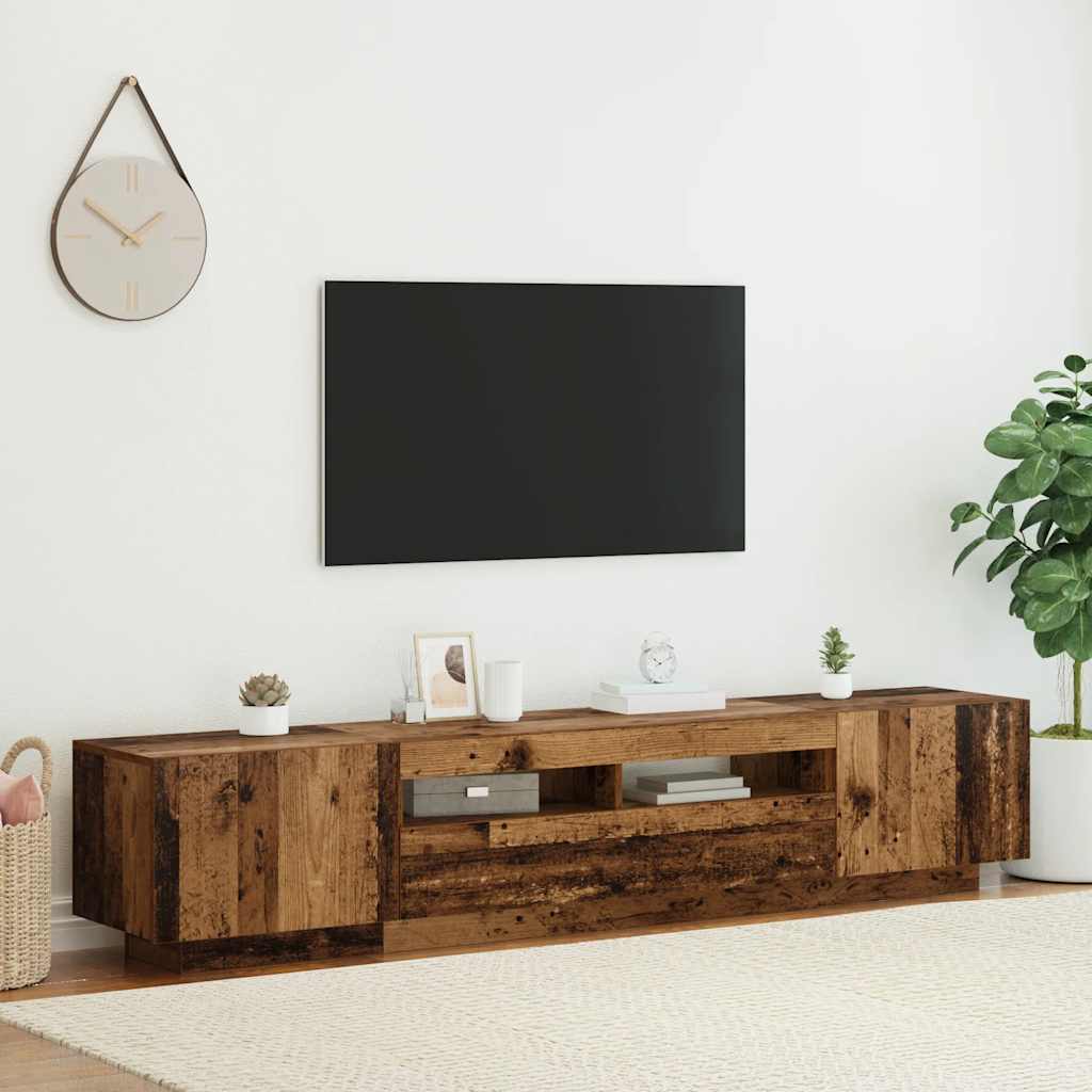 Móvel de TV com luzes LED derivados de madeira madeira velha