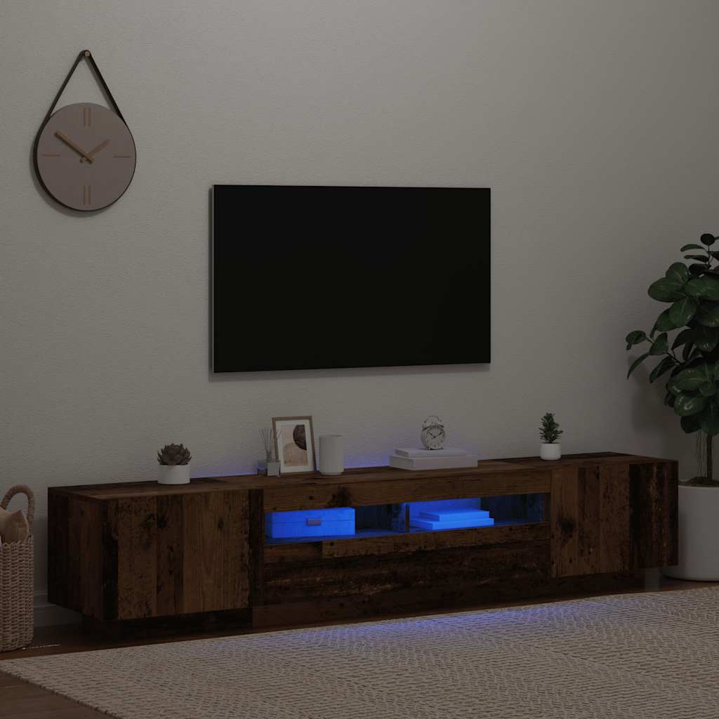 Móvel de TV com luzes LED derivados de madeira madeira velha