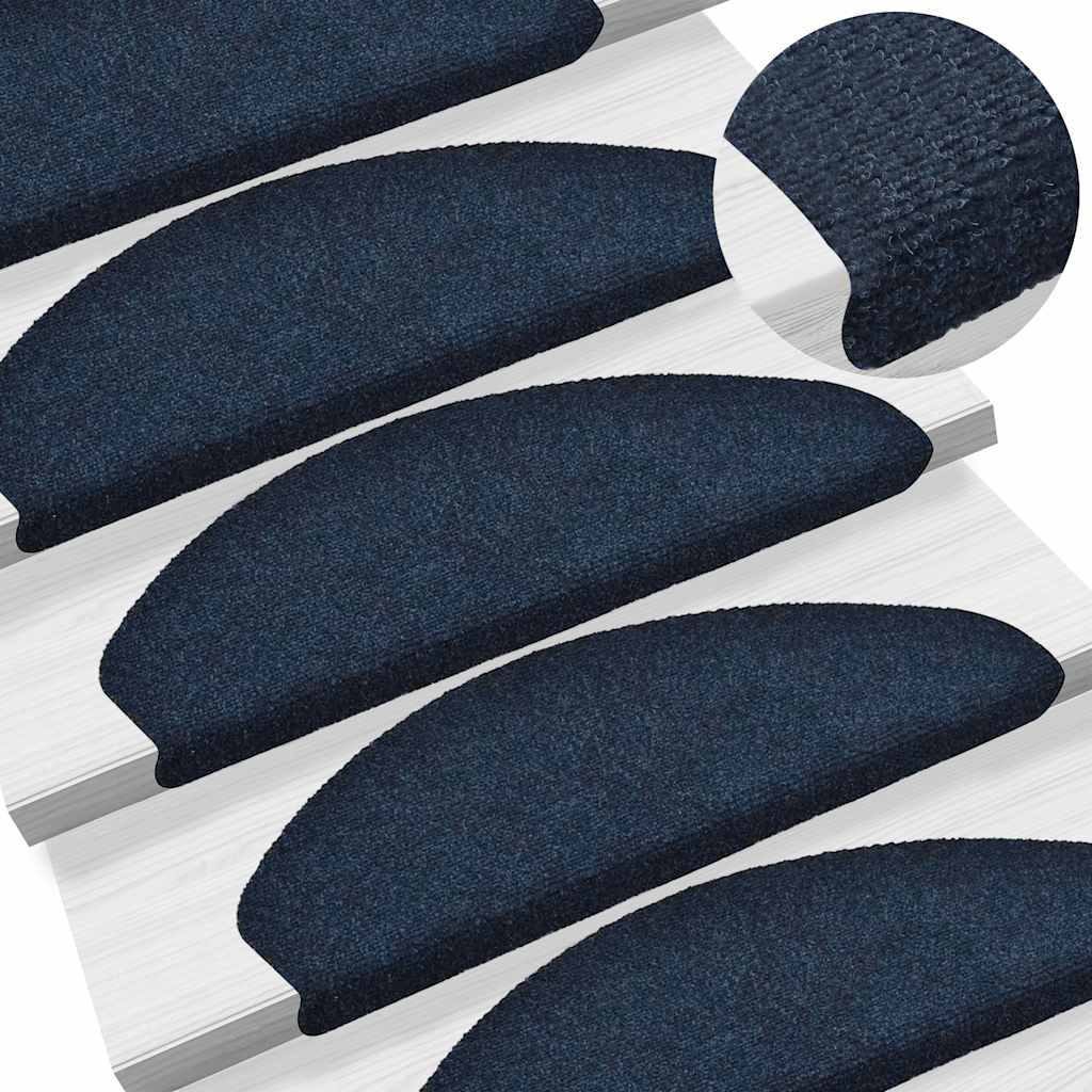 Tapetes de escada autoadesivos 5 peças 65x21x4 cm azul marinho semicircular grande