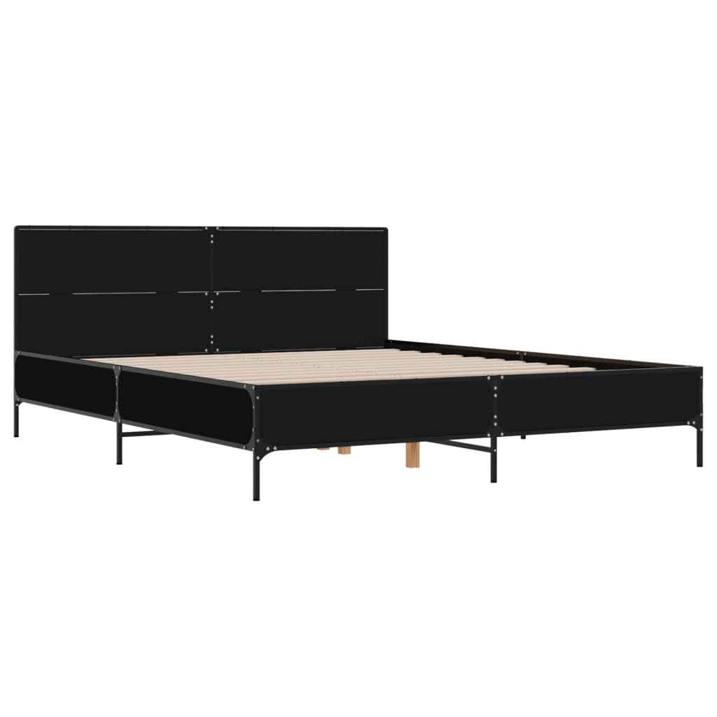 Estrutura de cama 120x200 cm derivados de madeira/metal preto