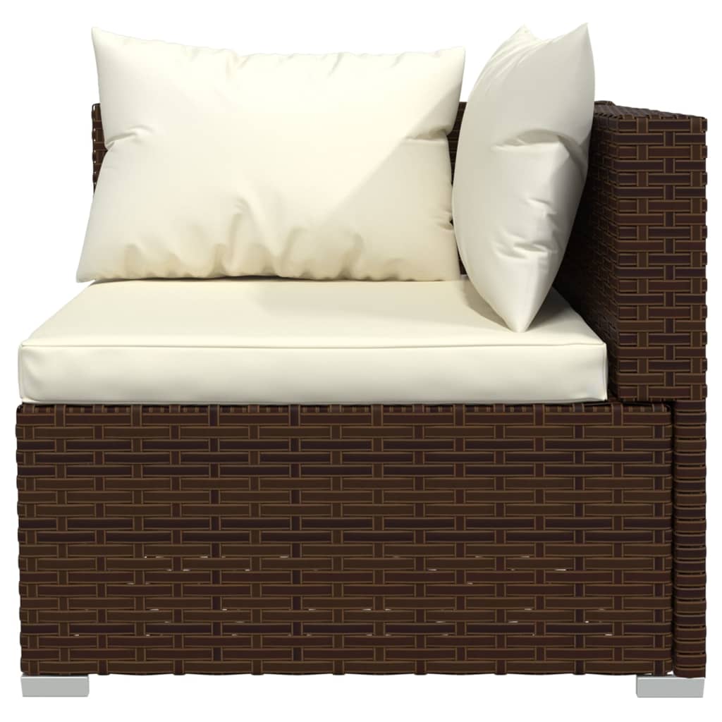 6 Pcs conjunto lounge jardim c/ almofadões vime PE castanho