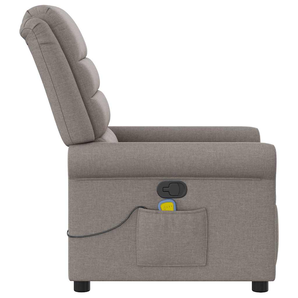 Poltrona de massagens reclinável tecido cinzento-acastanhado