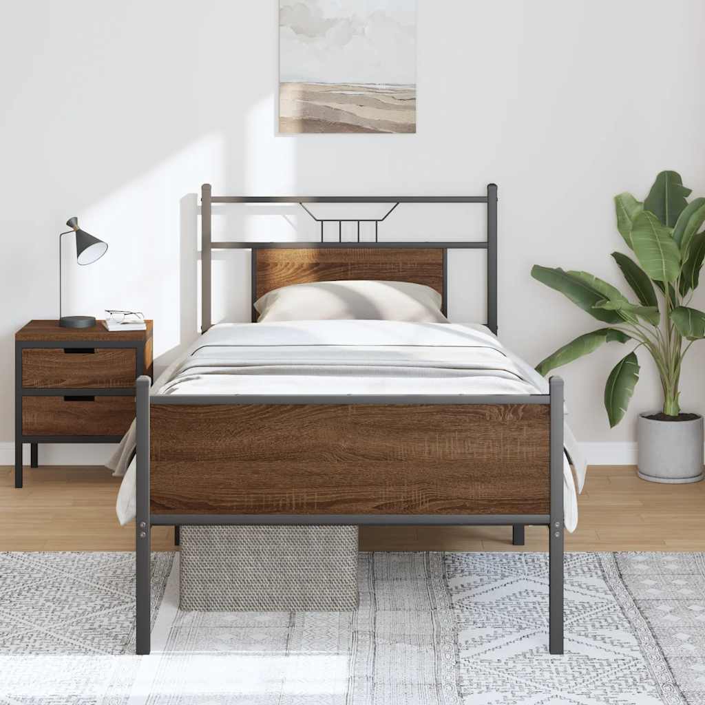 Estrutura cama s/ colchão derivados madeira carvalho castanho