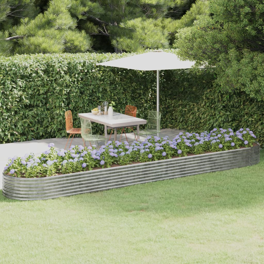 Canteiro elevado jardim 507x100x36 aço galvanizado prateado