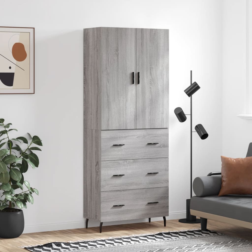 Armário alto 69,5x34x180 cm derivados de madeira sonoma cinza