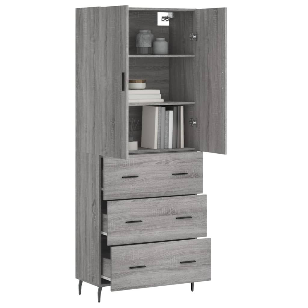 Armário alto 69,5x34x180 cm derivados de madeira sonoma cinza
