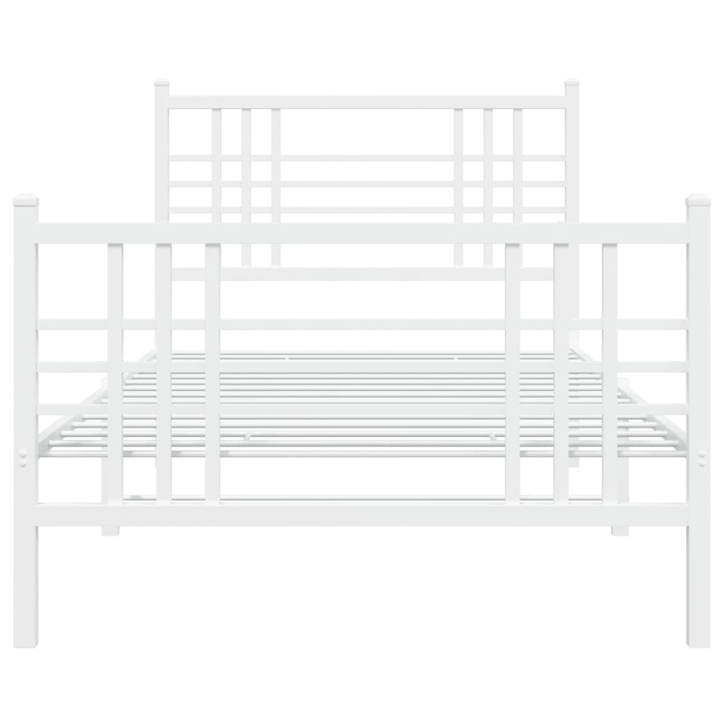 Estrutura de cama com cabeceira e pés 90x200 cm metal branco