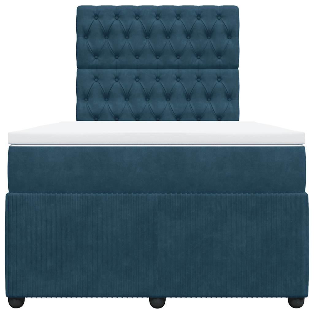 Cama boxspring com colchão 120x190 cm veludo azul-escuro