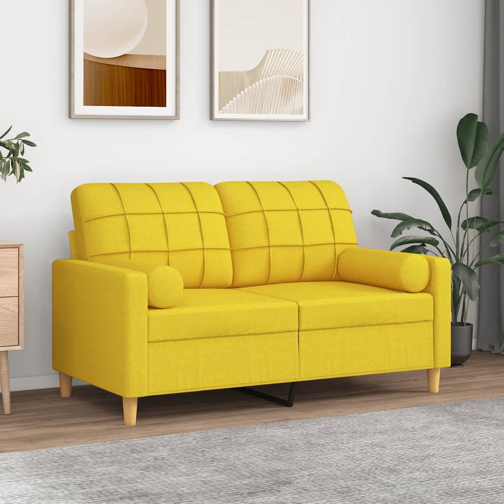 Almofadas decorativas 2 pcs ø15x50 cm tecido amarelo-claro