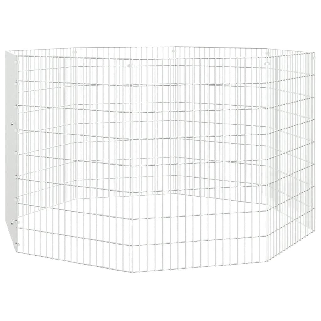 Recinto exterior p/ animais 8 painéis 54x80cm ferro galvanizado