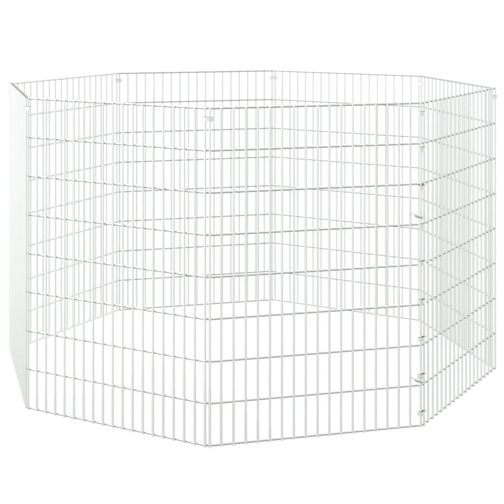 Recinto exterior p/ animais 8 painéis 54x80cm ferro galvanizado