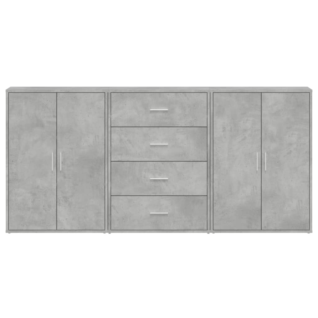 Aparadores 3 pcs 60x31x84 cm derivados madeira cinzento cimento