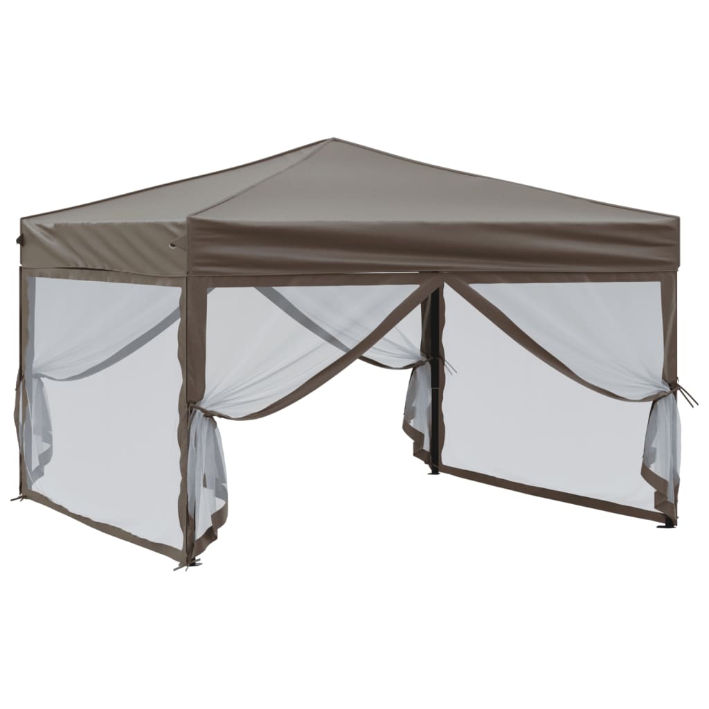 Tenda festas dobrável paredes laterais 3x3 m cinza-acastanhado