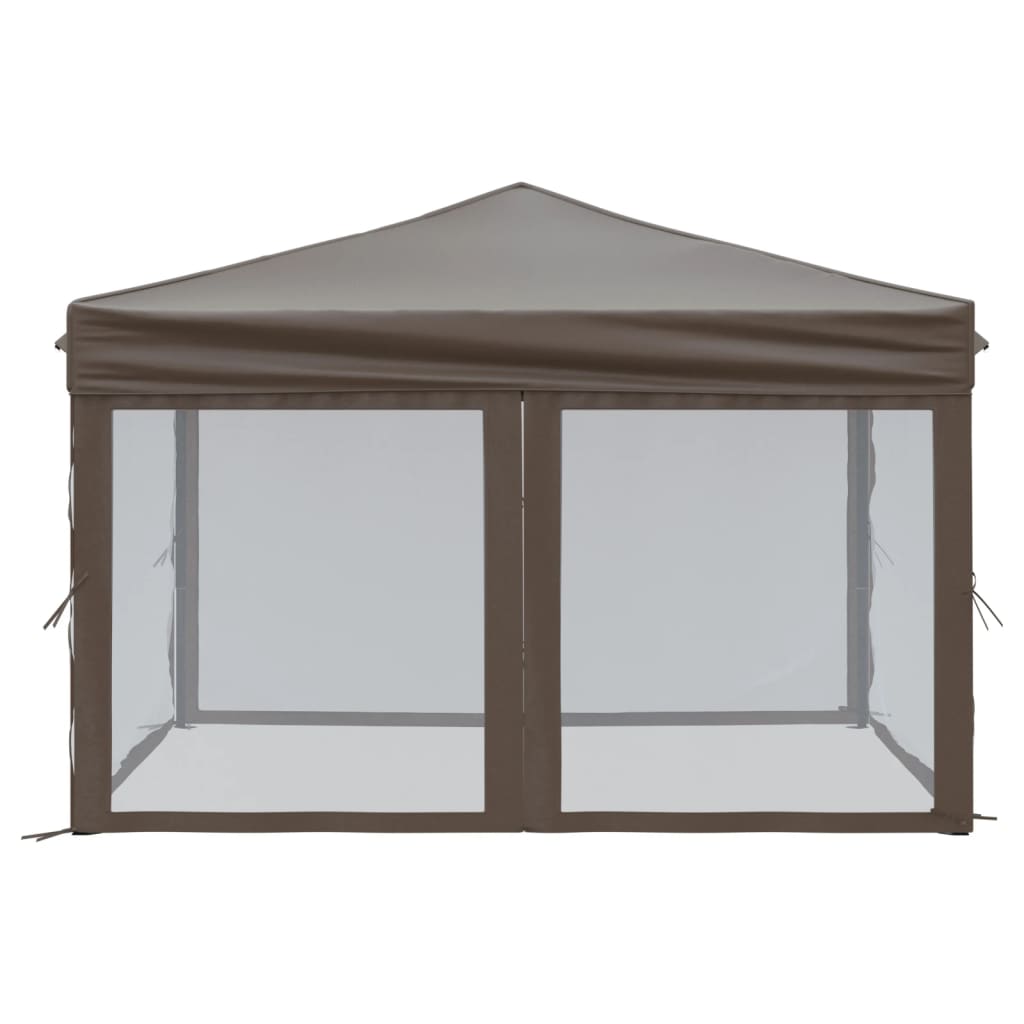 Tenda festas dobrável paredes laterais 3x3 m cinza-acastanhado