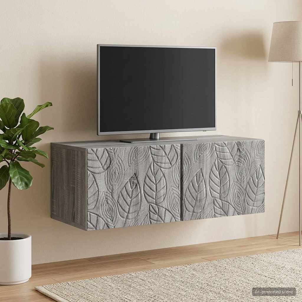 Gabinete de TV de parede 98 x 41 x 30 cm sonoma cinzento