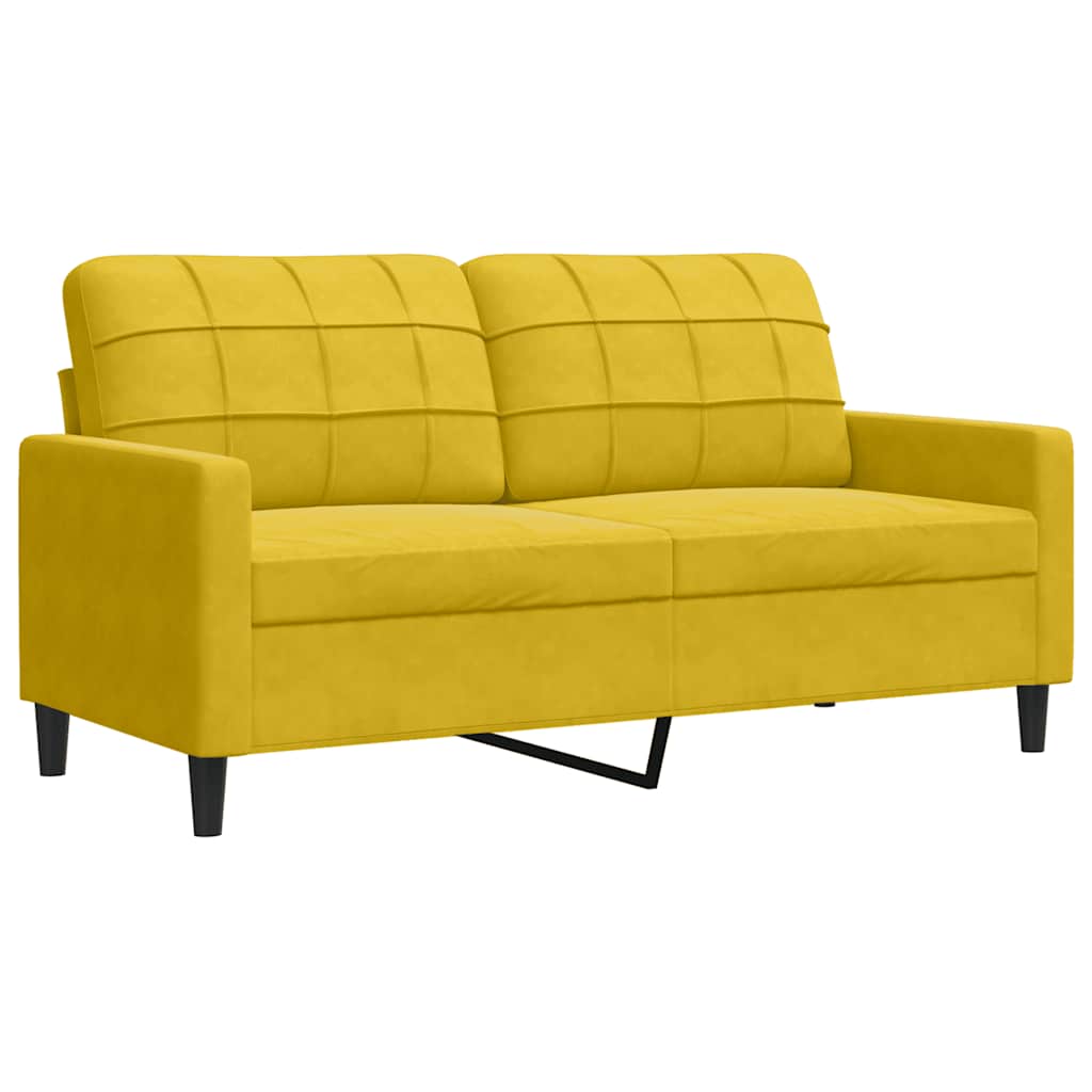 2 Pcs conjunto de sofás com almofadões veludo amarelo